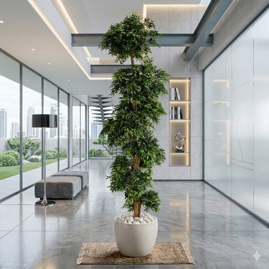 Large Artificial Fruticosa Ficus Tree Flexible Wired Stems & Lifelike Silk Foliage