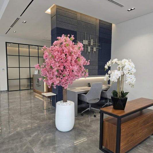 Large Artificial Cherry Blossom Tree with Textured Trunk