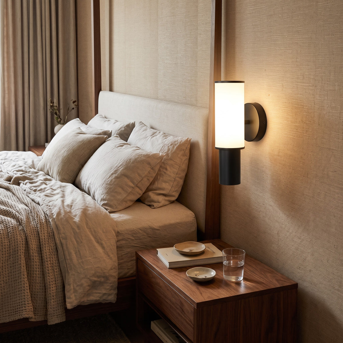 Luxury Black Steel LED Wall Light | Faux Marble Acrylic Shade | Cozy Warm Accent Lighting