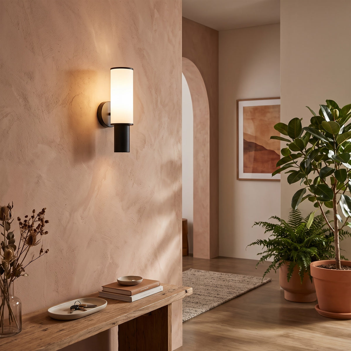 Luxury Black Steel LED Wall Light | Faux Marble Acrylic Shade | Cozy Warm Accent Lighting