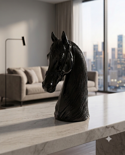 Limited Edition Luxury Black Horse Head Crystal Statue | Premium Equestrian Showpiece Home Decor & Wealth Symbol Gift (24cm)