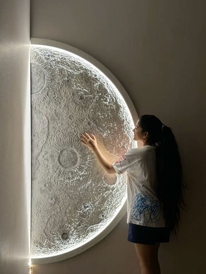 3D Half Moon LED Wall Lamp – Dimmable Wall Decor with Remote Control