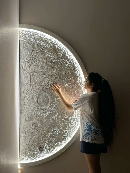 3D Half Moon LED Wall Lamp – Dimmable Wall Decor with Remote Control