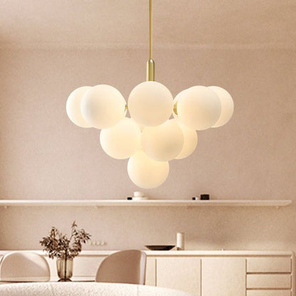 Milky Glass Cluster Bubble Chandelier – 13-Head Luxury Modern Pendant