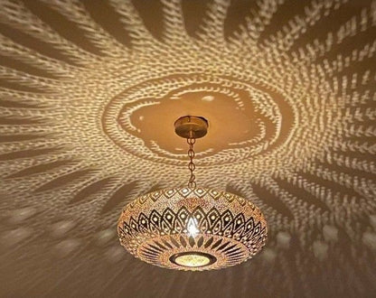 Elegant Moroccan Brass Pendant Light – Handmade Ceiling Chandelier with Adjustable Chain 50 C.M
