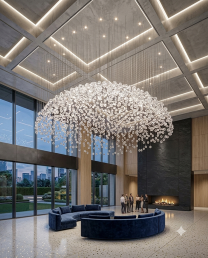1.2M Custom Clear Crystal Stone Chandelier | Modern Dome Pendant Ligh