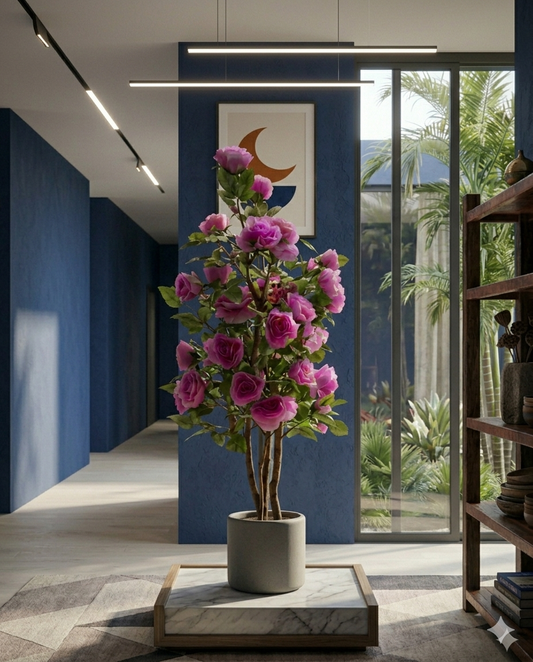 Botanical Elegance Handmade Faux Pink Rose Tree