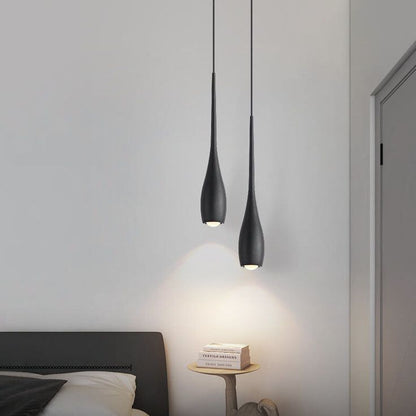 Modern Teardrop Pendant Light – Minimalist Black Hanging Bedside Ceiling Lamp