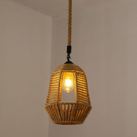 E27 Hand-Woven Hemp Rope Pendant Light – A Creative Blend of Vintage and Modern Style