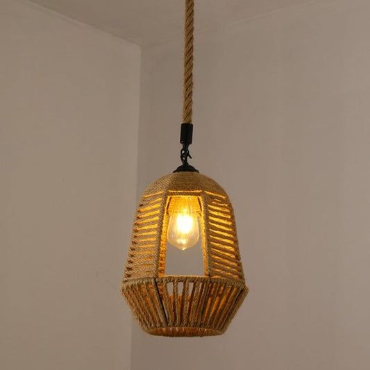 E27 Hand-Woven Hemp Rope Pendant Light – A Creative Blend of Vintage and Modern Style