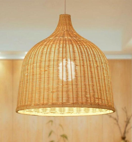 Bamboo Pendant Light – Japanese Style Hand-Woven Rattan Hanging Lamp for Dining Room, Bedroom & Café Décor