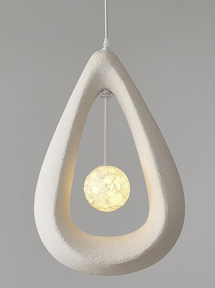 Textured White Teardrop Pendant Light – Modern Ceiling Hanging Lamp for Home Décor