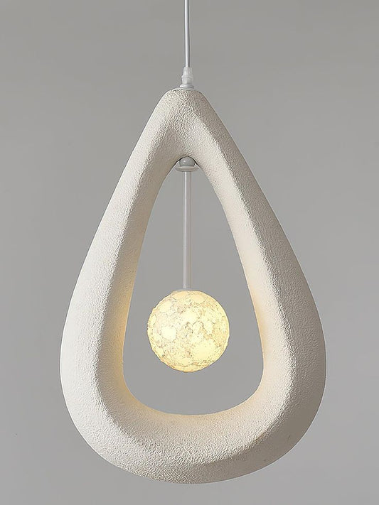Textured White Teardrop Pendant Light – Modern Ceiling Hanging Lamp for Home Décor