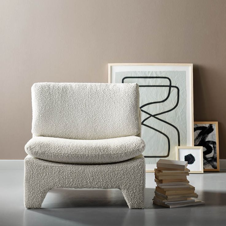 Modern Bouclé Accent Lounge Chair – Minimalist Armless Single Seater Sofa
