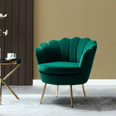 Luxury Flower Shell Velvet Accent Chair – Modern Petal Back Statement Chair