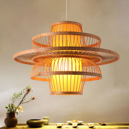 Boho Style Pendant Light - Hand-Woven Rattan Chandelier (Natural Color) 50 C.M