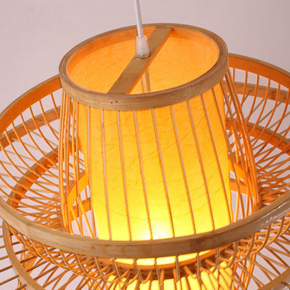 Boho Style Pendant Light - Hand-Woven Rattan Chandelier (Natural Color) 50 C.M