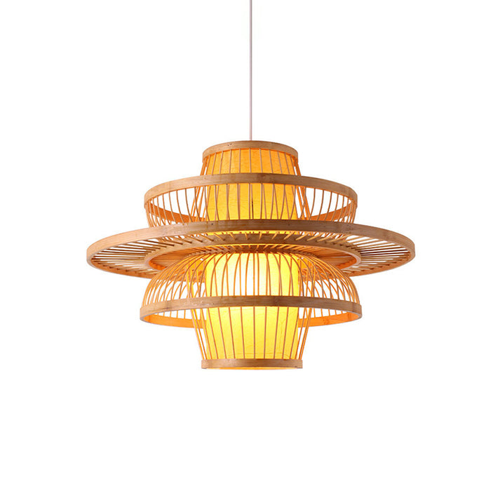Boho Style Pendant Light - Hand-Woven Rattan Chandelier (Natural Color) 50 C.M