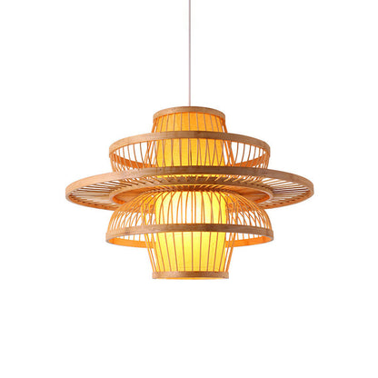 Boho Style Pendant Light - Hand-Woven Rattan Chandelier (Natural Color) 50 C.M