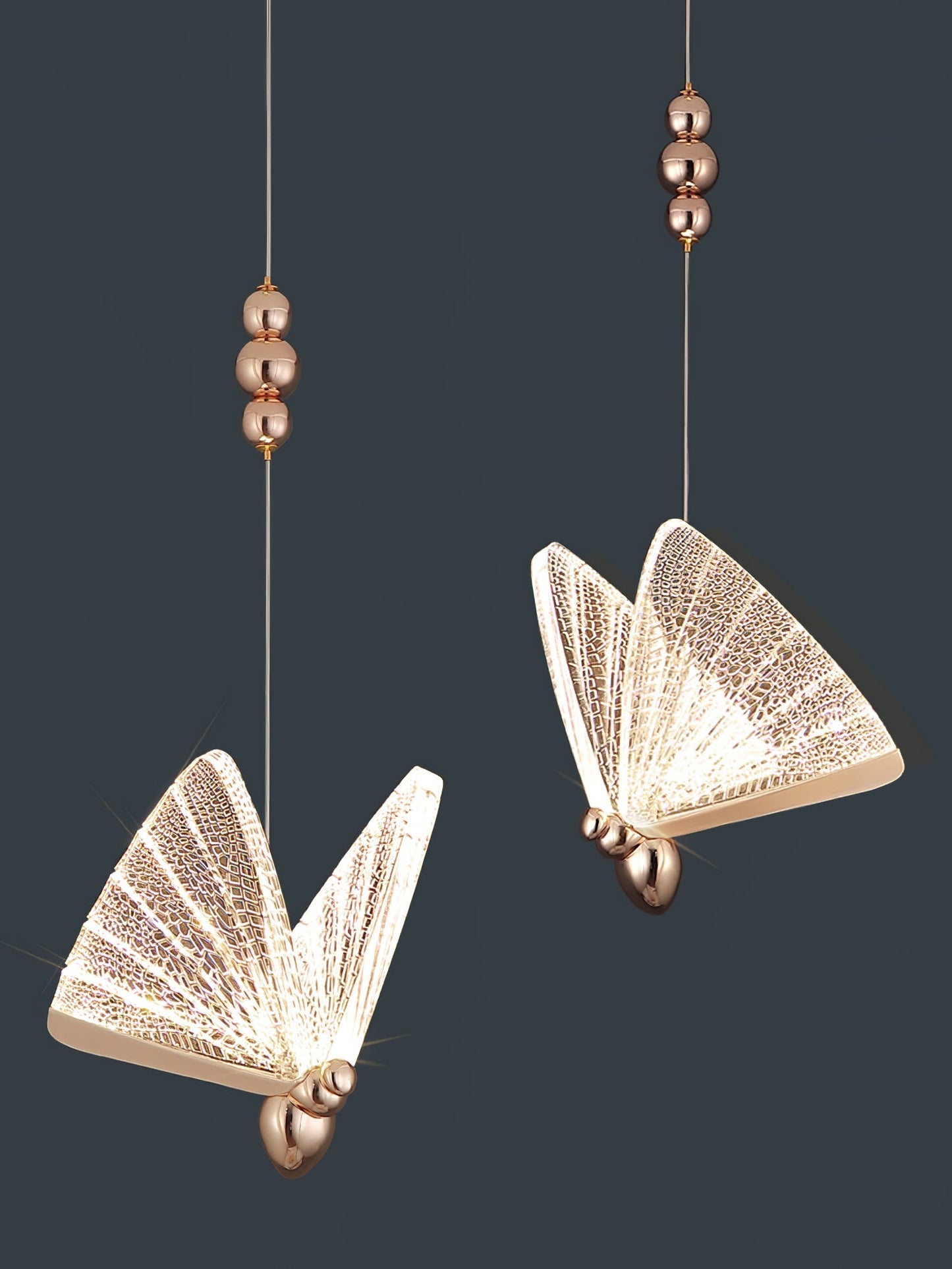 Single Light Gold Butterfly Bedside Hanging Pendant Ceiling Lamp – Elegant Warm Glow for Your Space