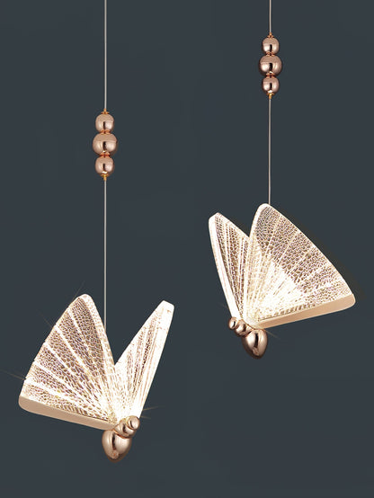 Single Light Gold Butterfly Bedside Hanging Pendant Ceiling Lamp – Elegant Warm Glow for Your Space