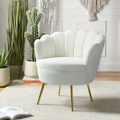 Luxury Flower Shell Velvet Accent Chair – Modern Petal Back Statement Chair