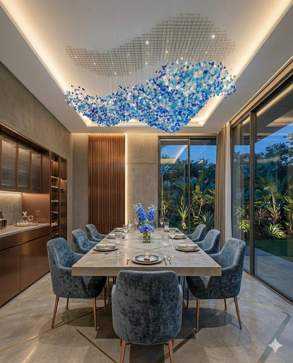 Custom Organic Stone Chandelier - Modern Wavy Design