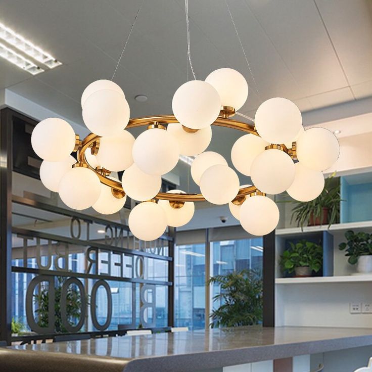 Golden 20‑Light Round Chandelier – Luxe Glass Globe Ceiling Fixture