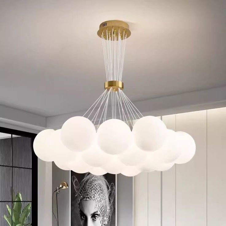 Contemporary Creative Moon Glass Bubble 19-Light Chandelier for Living Roomi