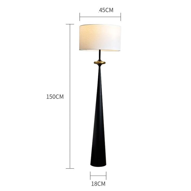 Modern Cone Base Floor Lamp – 150 cm Tall Decorative Living Room Standing Light with Fabric Shade
