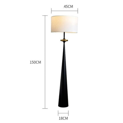 Modern Cone Base Floor Lamp – 150 cm Tall Decorative Living Room Standing Light with Fabric Shade