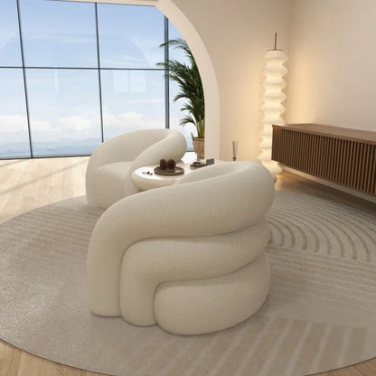 Modern Curved Accent Lounge Chair – Luxury Fabric Armchair for Living Room