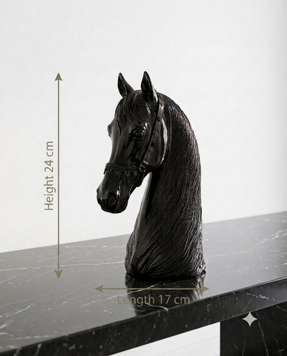 Limited Edition Luxury Black Horse Head Crystal Statue | Premium Equestrian Showpiece Home Decor & Wealth Symbol Gift (24cm)