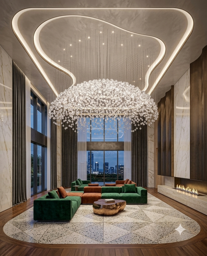 1.2M Custom Clear Crystal Stone Chandelier | Modern Dome Pendant Ligh