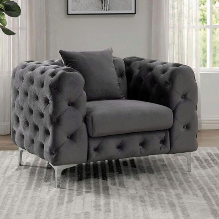 Modern Tufted Velvet Loveseat Sofa – Compact Luxury Accent Couch