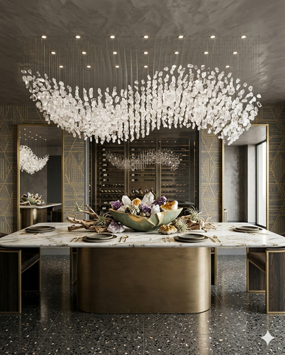 Wavy Crystal Stone Chandelier – Custom Modern Hanging Ceiling Light