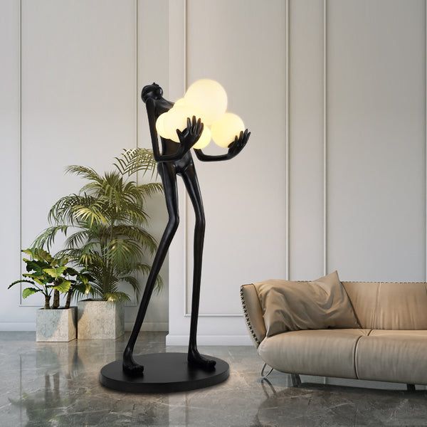 Sculpture Floor Lamp with Globe Lights