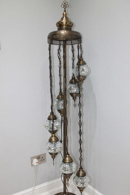 Turkish Mosaic Floor Lamp – 5/7 Globe Standing Lamp with LED Bulbs
