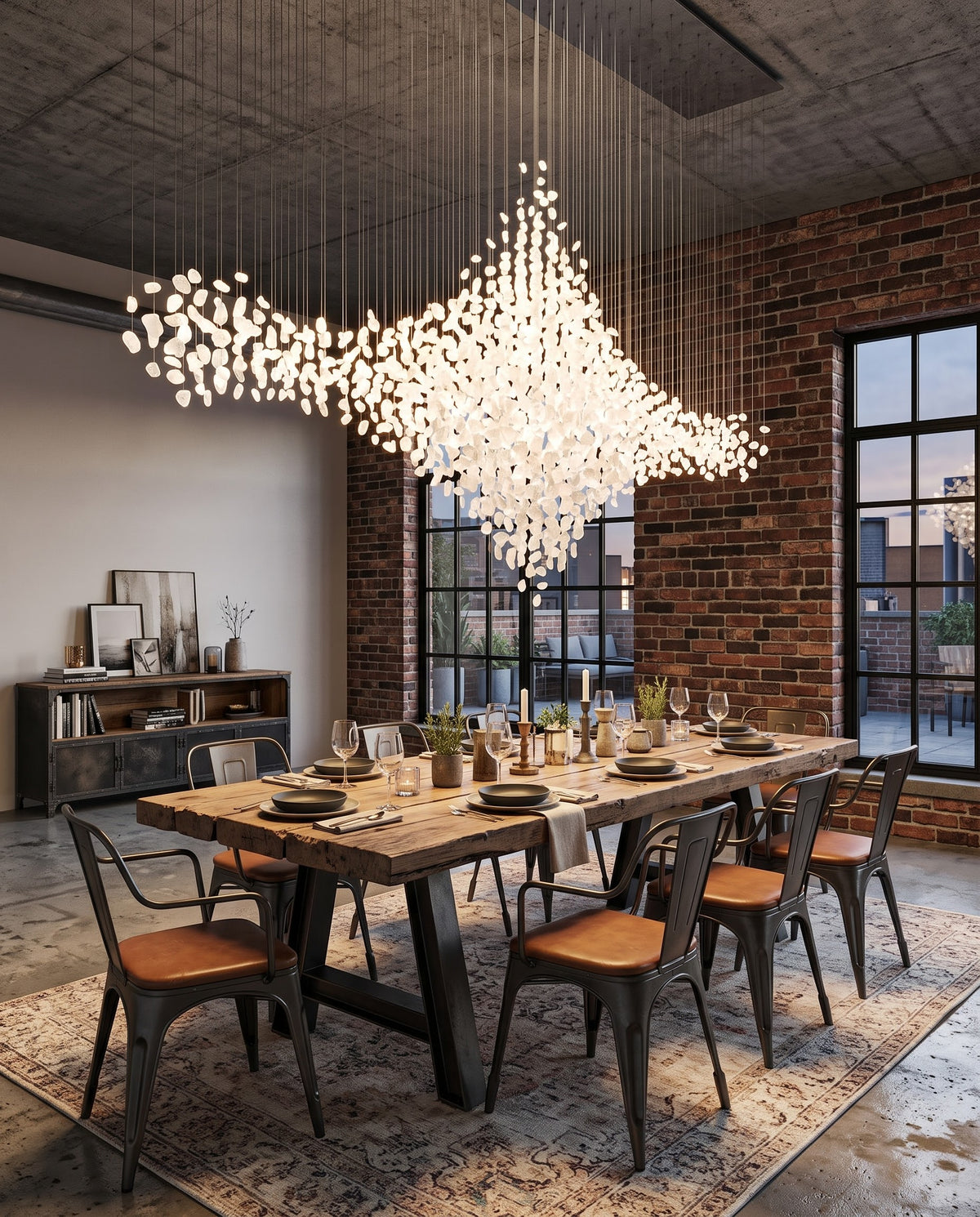 Custom Rhombus White Stone Pendant Light | Modern Dining Chandelier