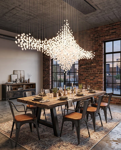 Custom Rhombus White Stone Pendant Light | Modern Dining Chandelier