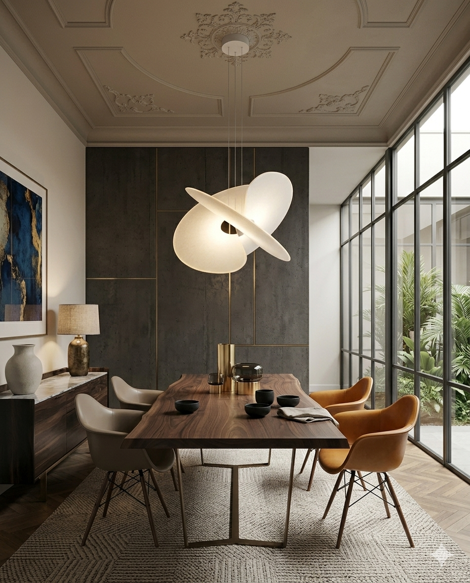 Modern Magnetic PET Fan Chandelier – Lightweight Statement Light With Silk Effect