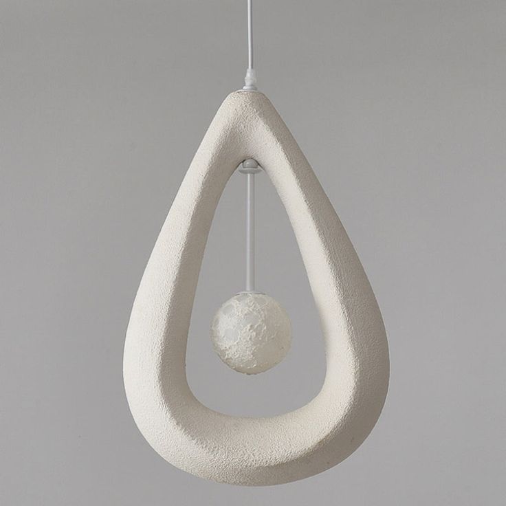 Textured White Teardrop Pendant Light – Modern Ceiling Hanging Lamp for Home Décor