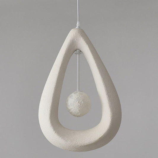 Textured White Teardrop Pendant Light – Modern Ceiling Hanging Lamp for Home Décor