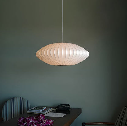 Mid-Century Modern Oval Pendant Lamp – Soft Cocoon Glow