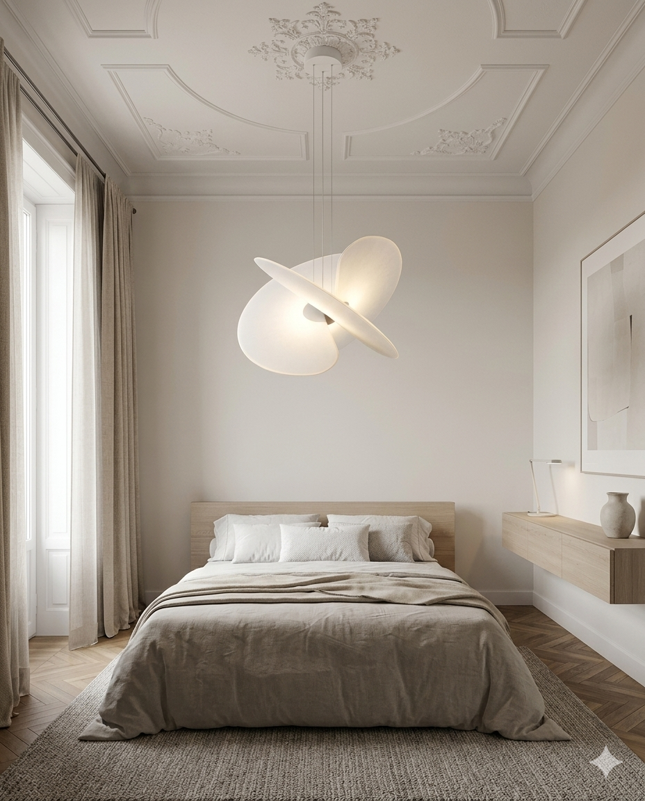 Modern Magnetic PET Fan Chandelier – Lightweight Statement Light With Silk Effect