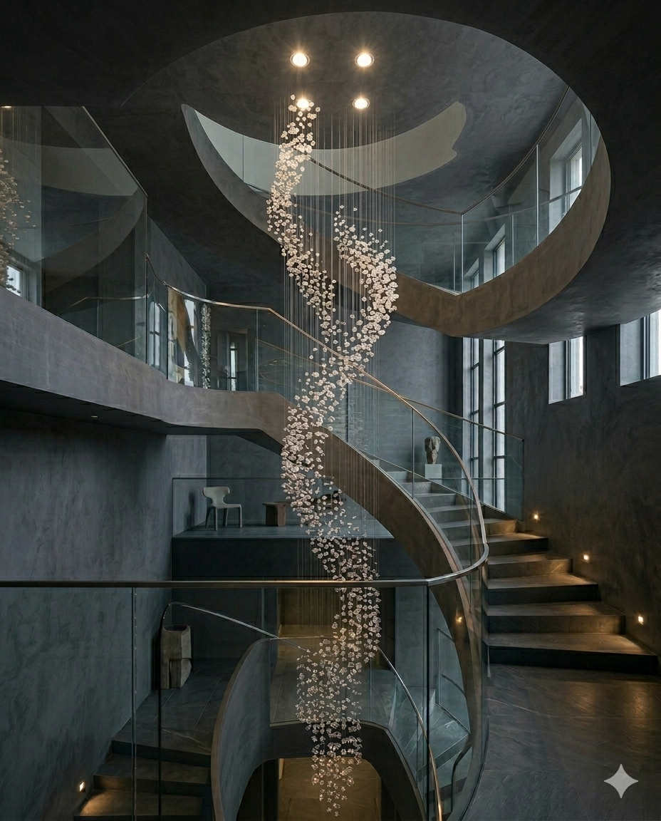 Custom White Stone Spiral Staircase | 7M Luxury Architectural Design