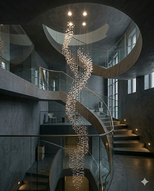 Custom White Stone Spiral Staircase | 7M Luxury Architectural Design