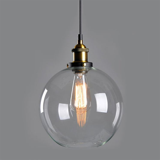 Vintage Glass Pendant Light Industrial Ceiling Light with Clear Glass Shade 20 C.M