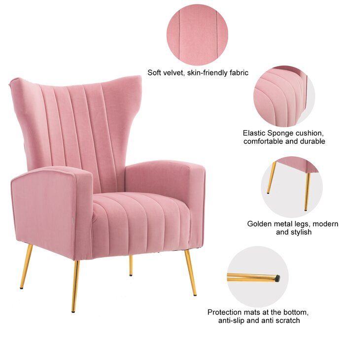 Luxury Wingback Velvet Lounge Chair – Stylish Accent Seating for Modern Interiors