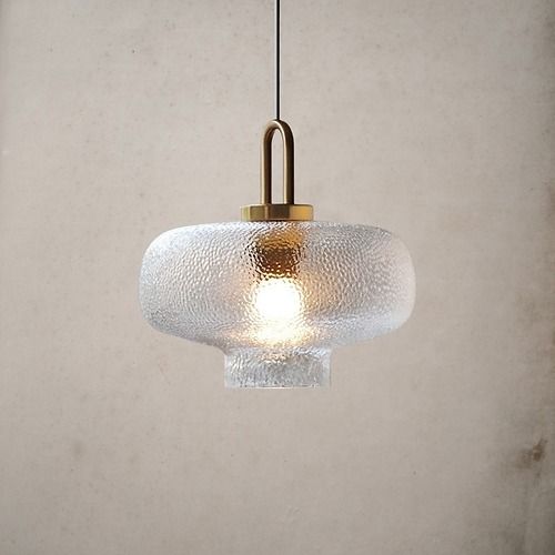 Modern Textured Glass Pendant Light – Gold Hanging Ceiling Lamp